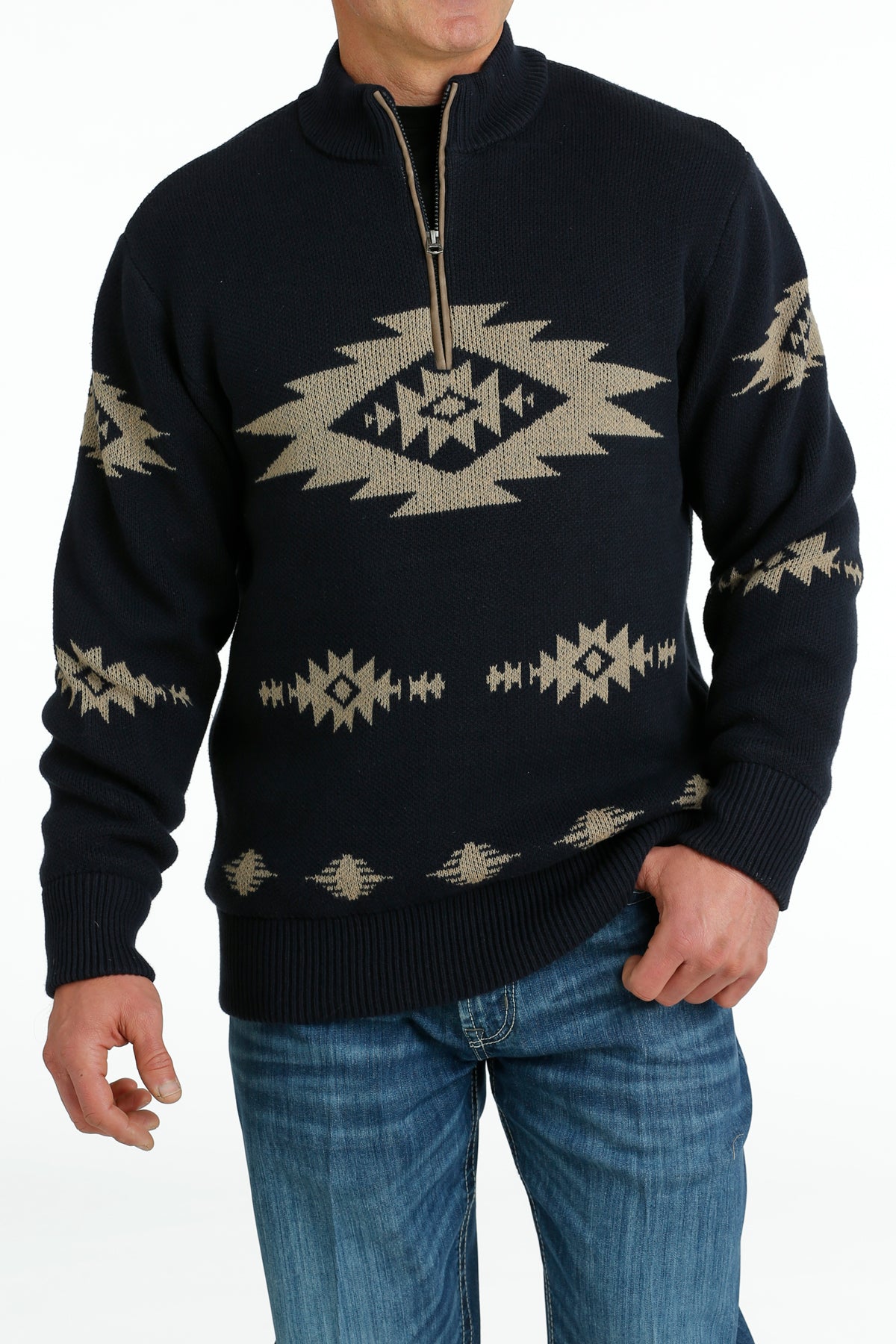 Cinch Men's Sweater - Navy Zip