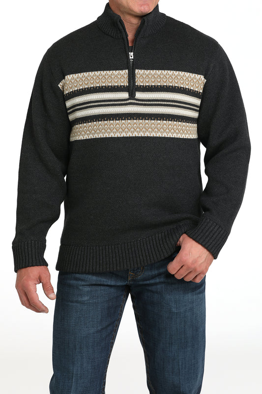 Cinch Men's 1/4 Zipper Charcoal Sweater