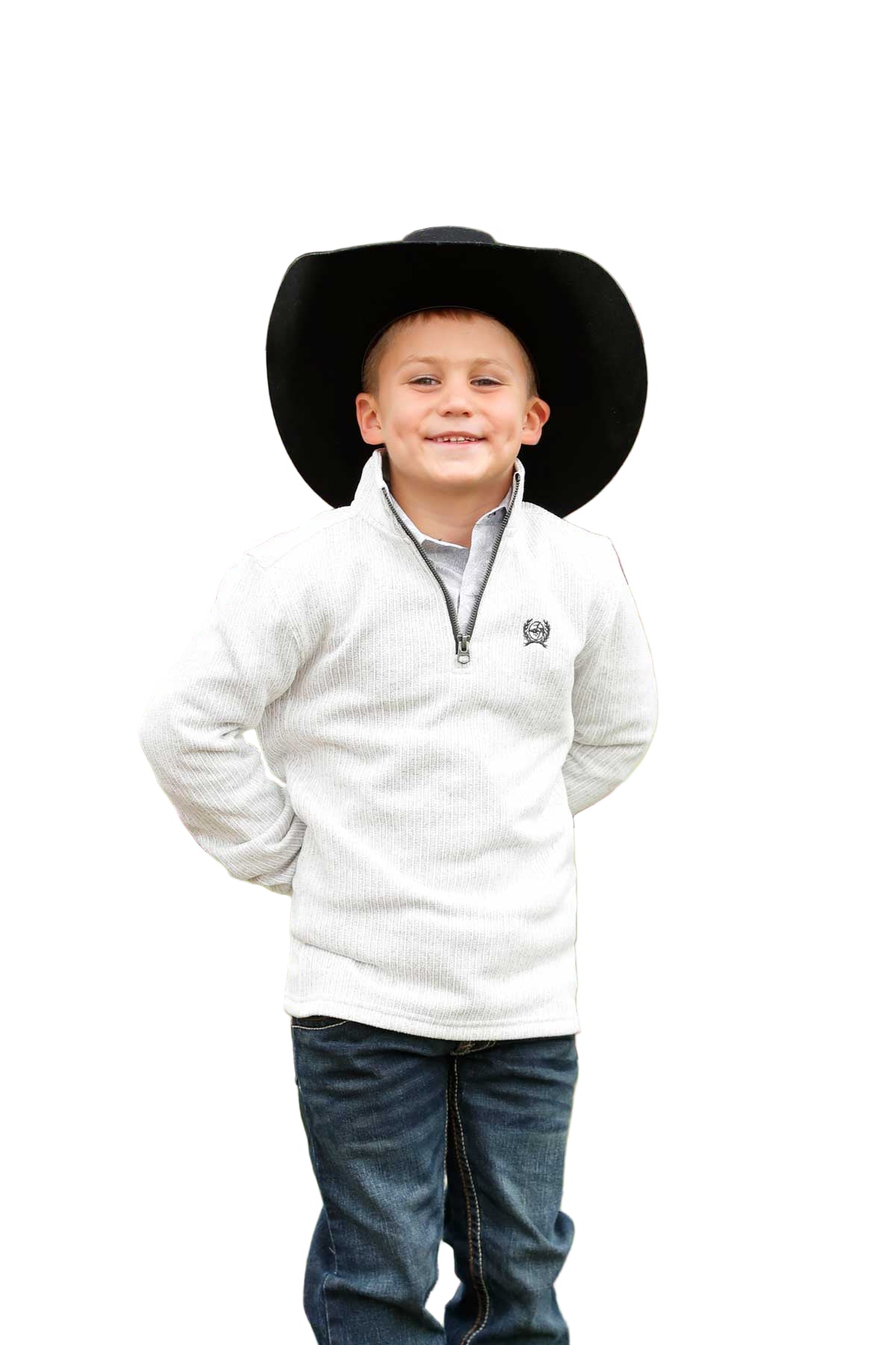 Cinch Boy's Gray 1/4 Zipper Sweater