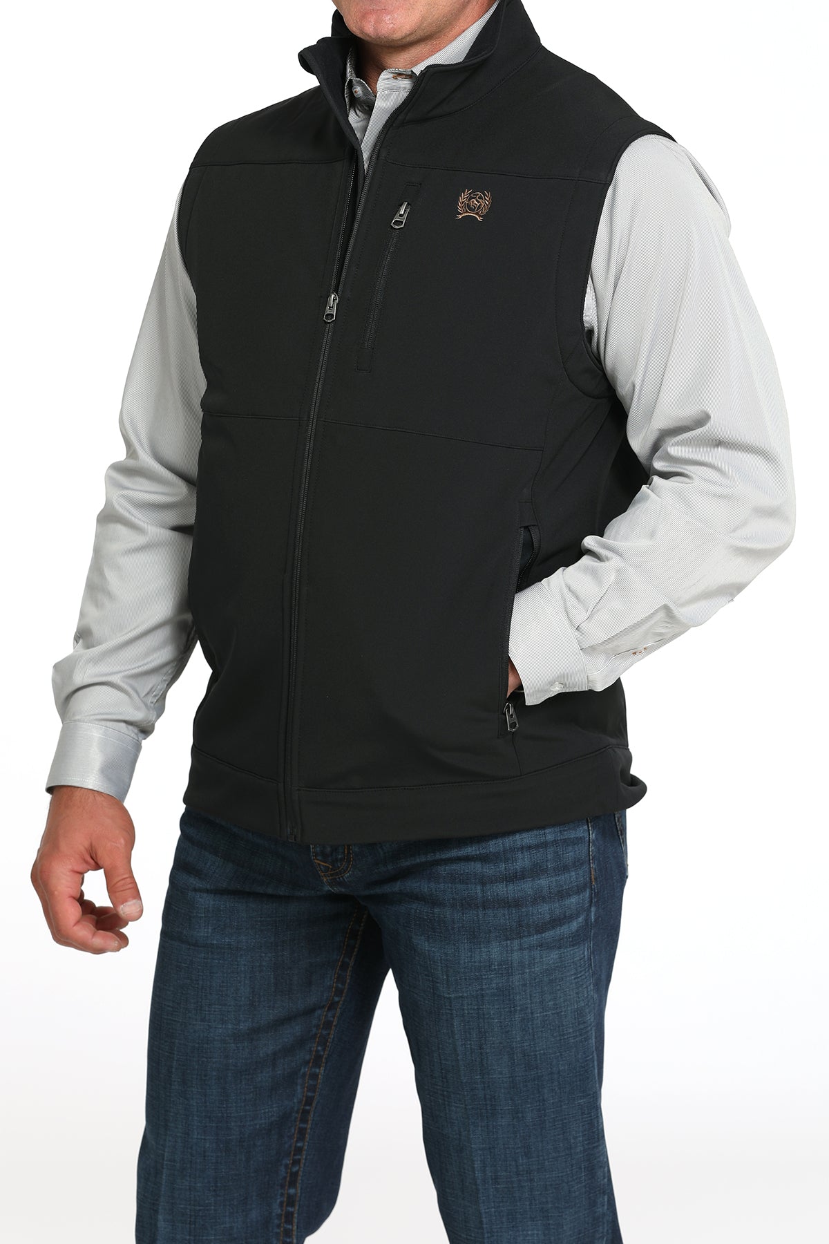 Cinch Men's Concealed Carry Bonded Black Vest with Logo on Back