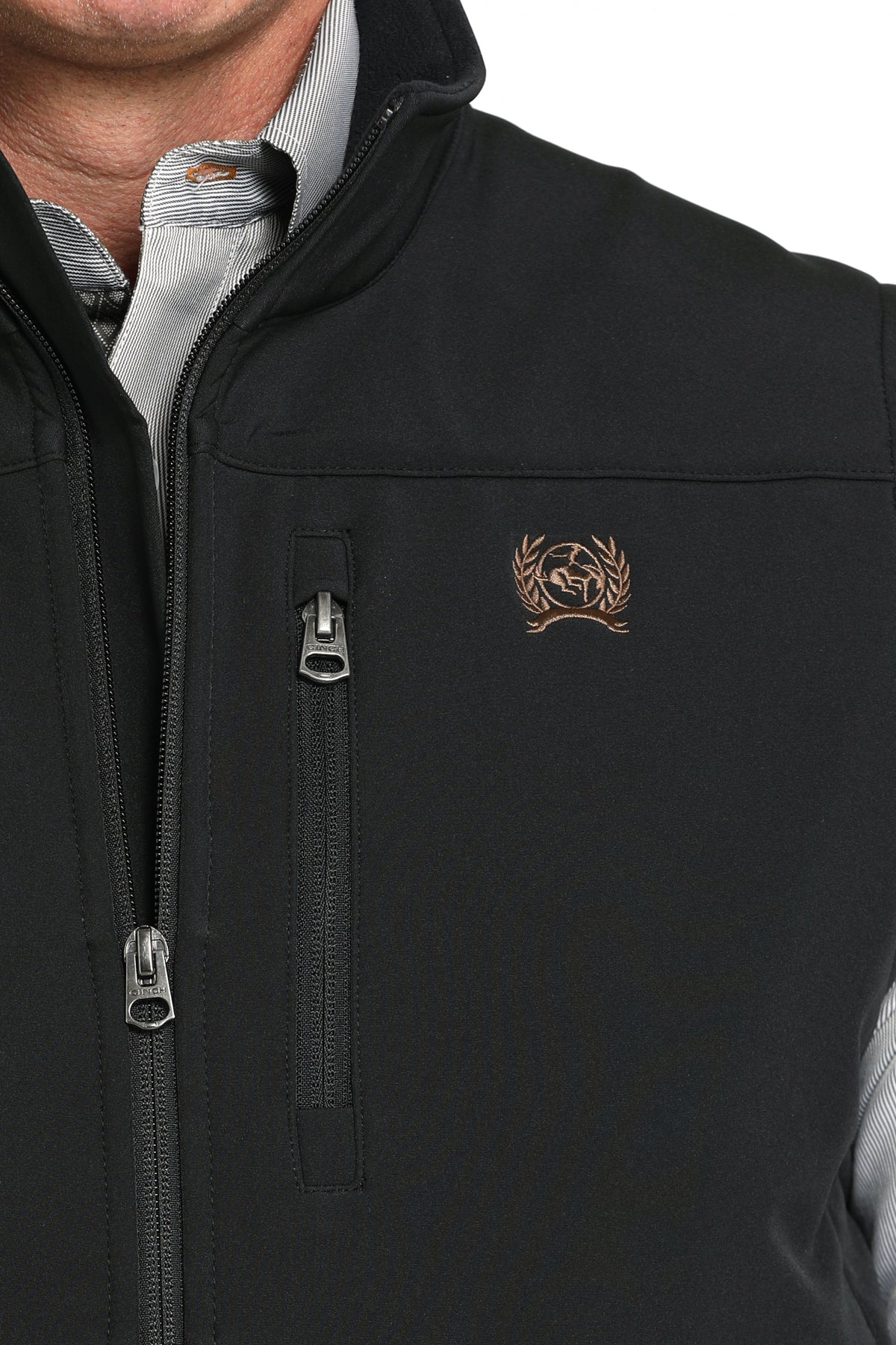 Cinch Men's Concealed Carry Bonded Black Vest with Logo on Back
