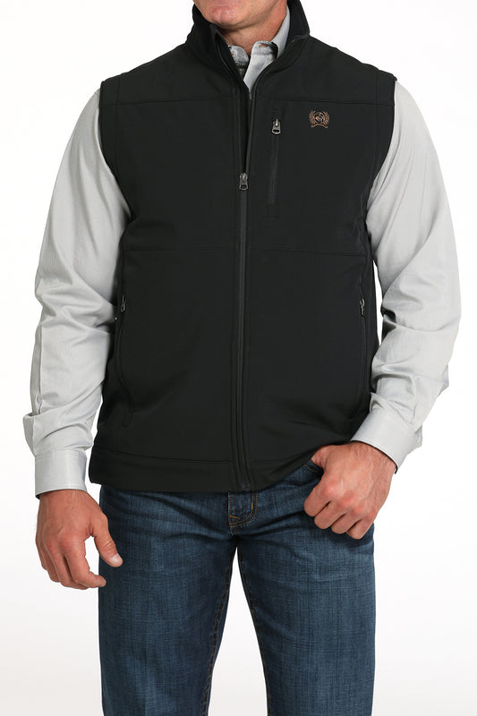 Cinch Men's Concealed Carry Bonded Black Vest with Logo on Back