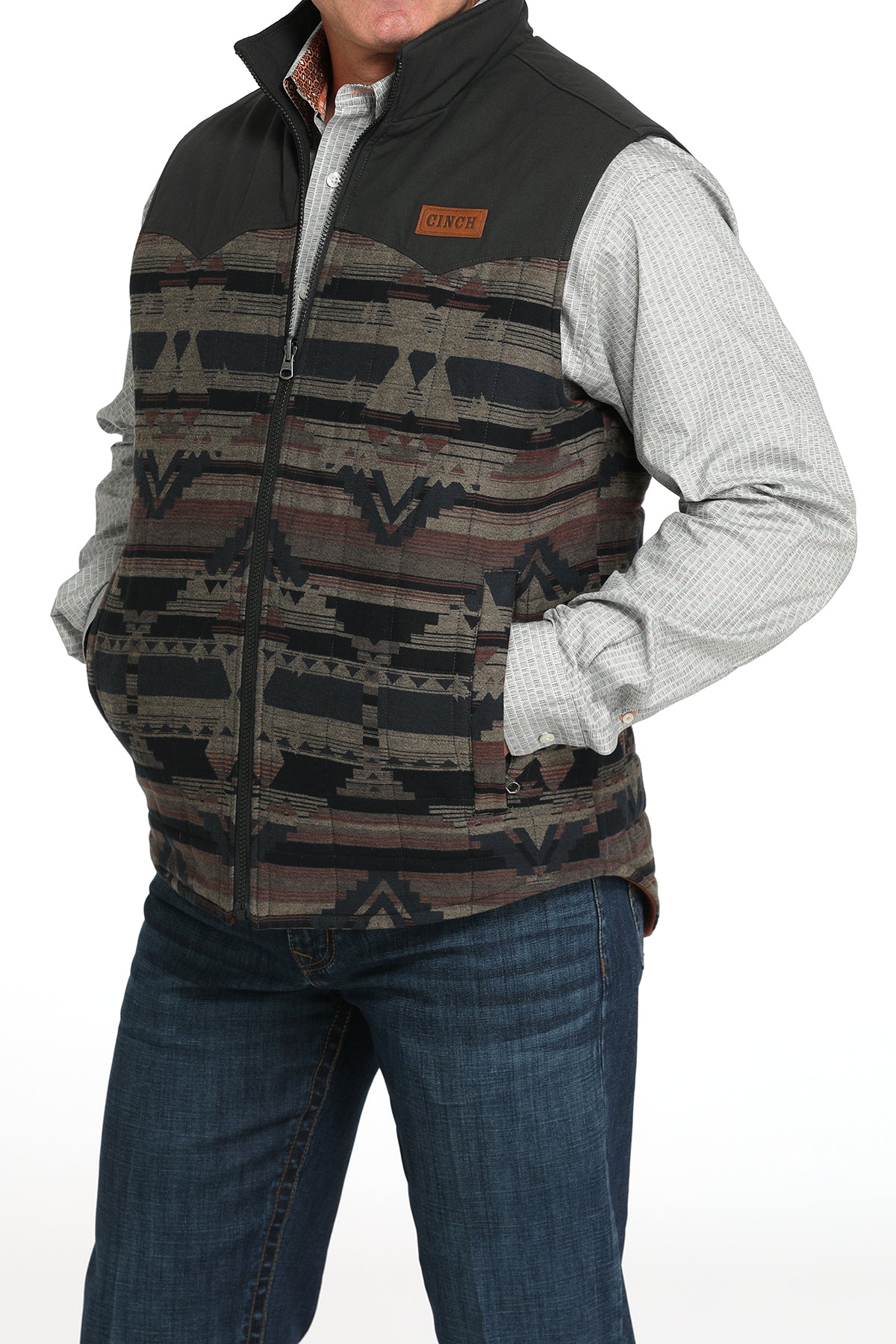 Cinch Men's Reversible Quilted Brown Vest