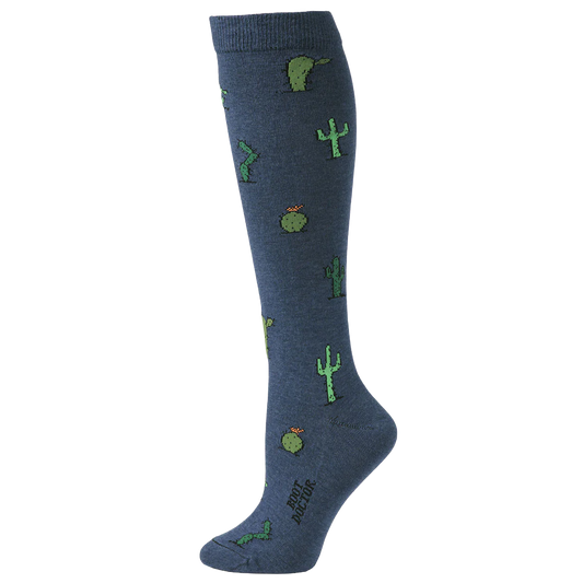 Boot Doctor Ladies Cactus Pattern Navy Tall Socks