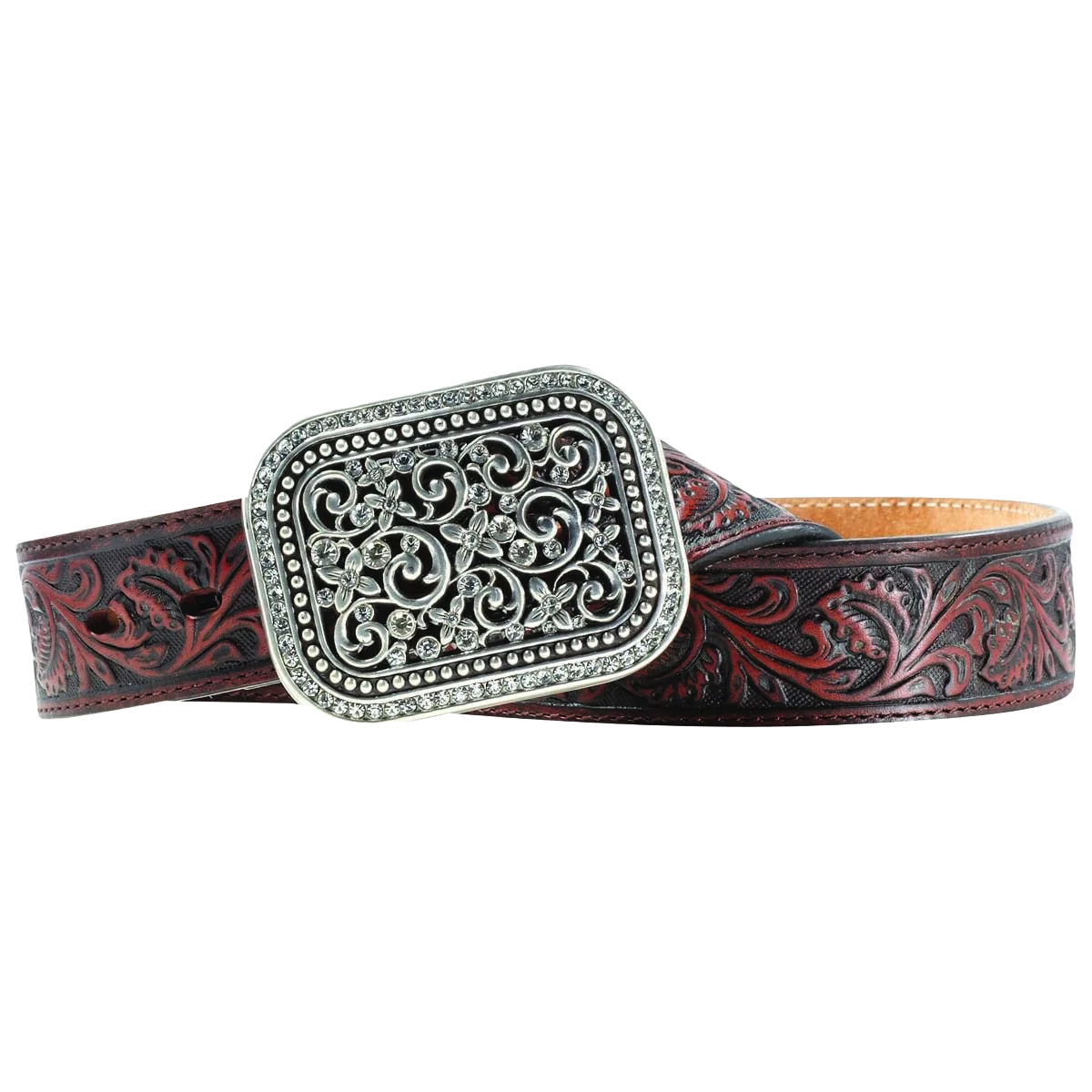 Ariat Women's Filigree Tooled Dark Brown Leather Belt