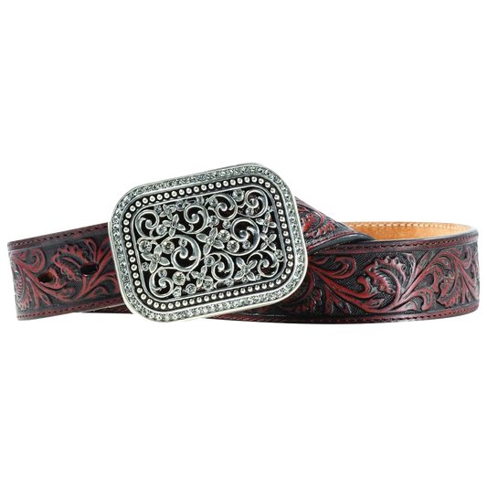 Ariat Women's Filigree Tooled Dark Brown Leather Belt