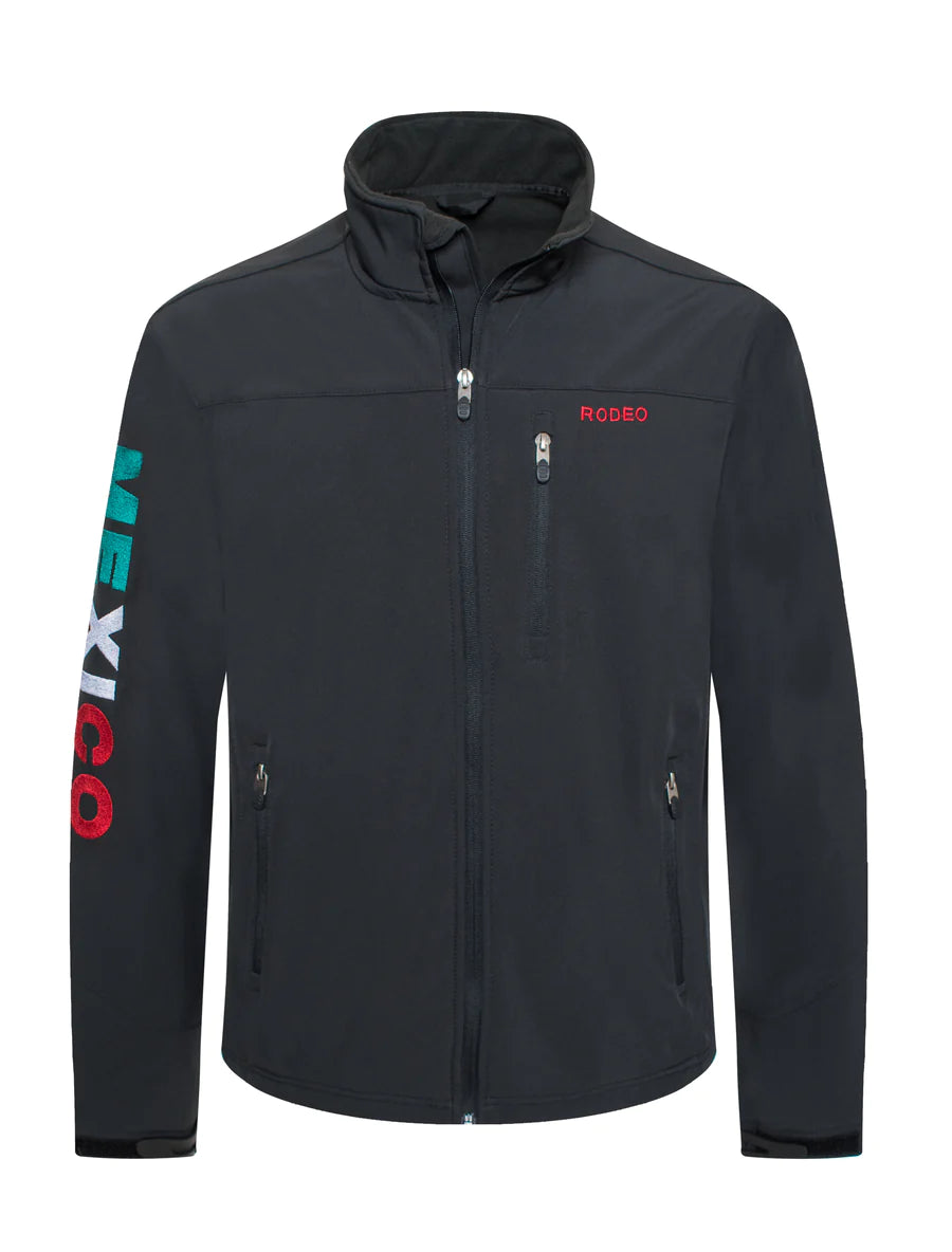 Rodeo Clothing Co. Men's Jacket - Black with Mexico Embroidered on the Sleeve