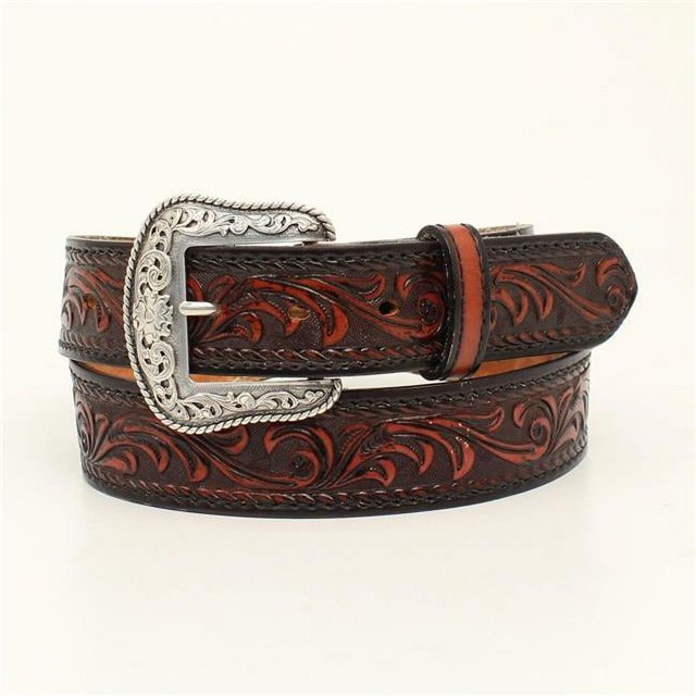 Nocona Belts Tucson Stitched Edge Embossed Belt & Buckle