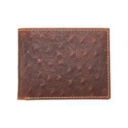 Nocona Western Men's Wallet Removable Passcase Leather Ostrich Print Brown