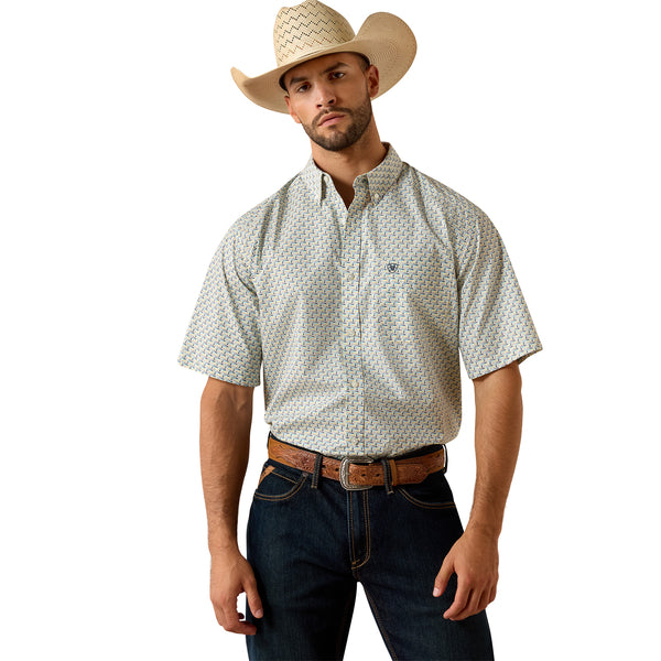 Ariat Men's Short Sleeve Pall White Geo Print Shirt