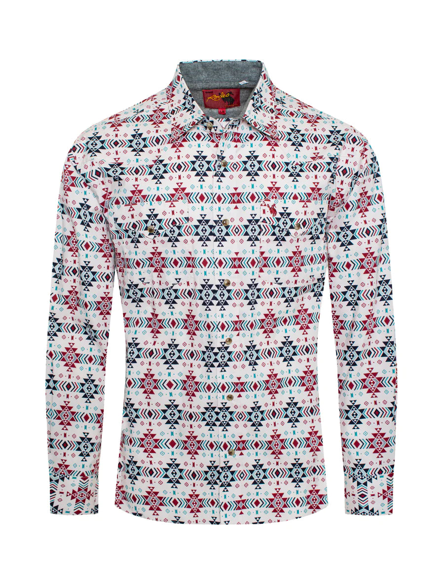 Rodeo Clothing Co. Men's Long Sleeve Shirt - Aztec Print