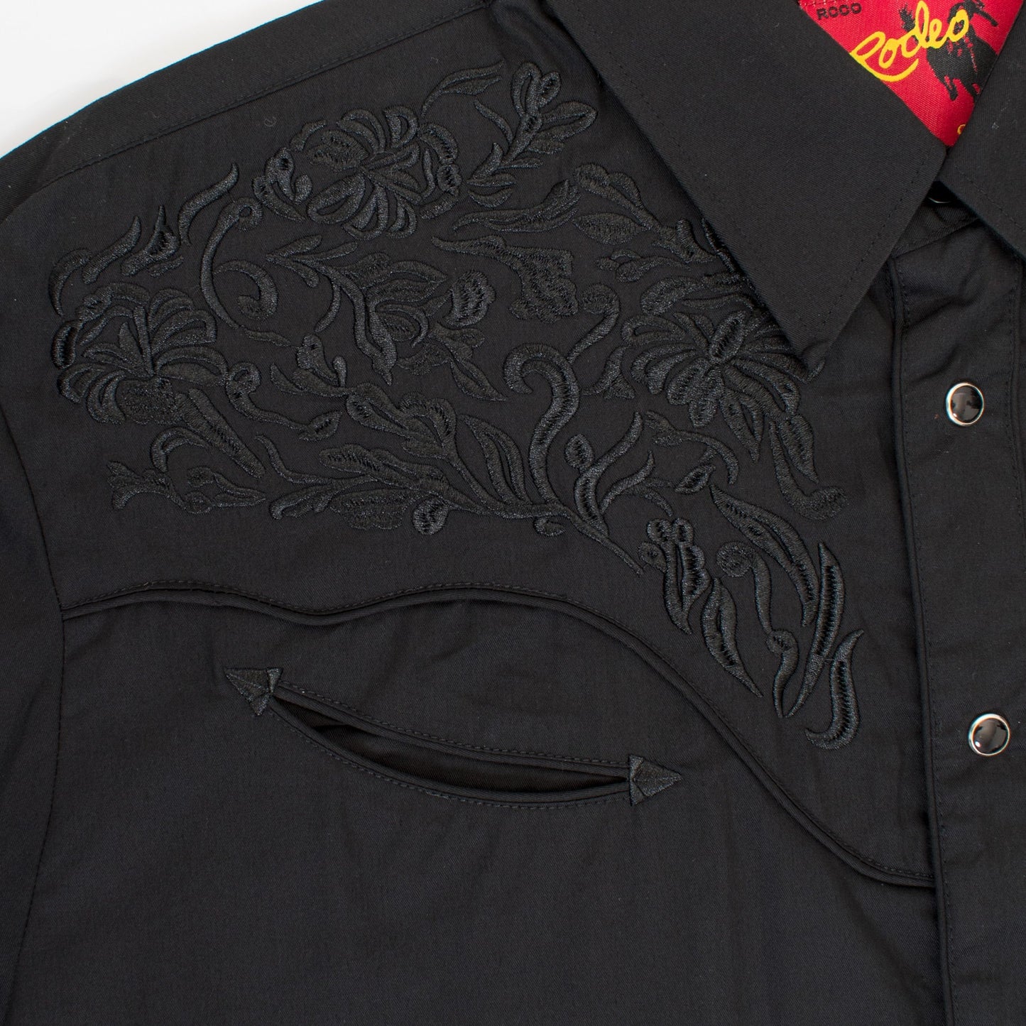 Rodeo Clothing Co. Men's Long Sleeve Western Cowboy Black Embroidery Shirt