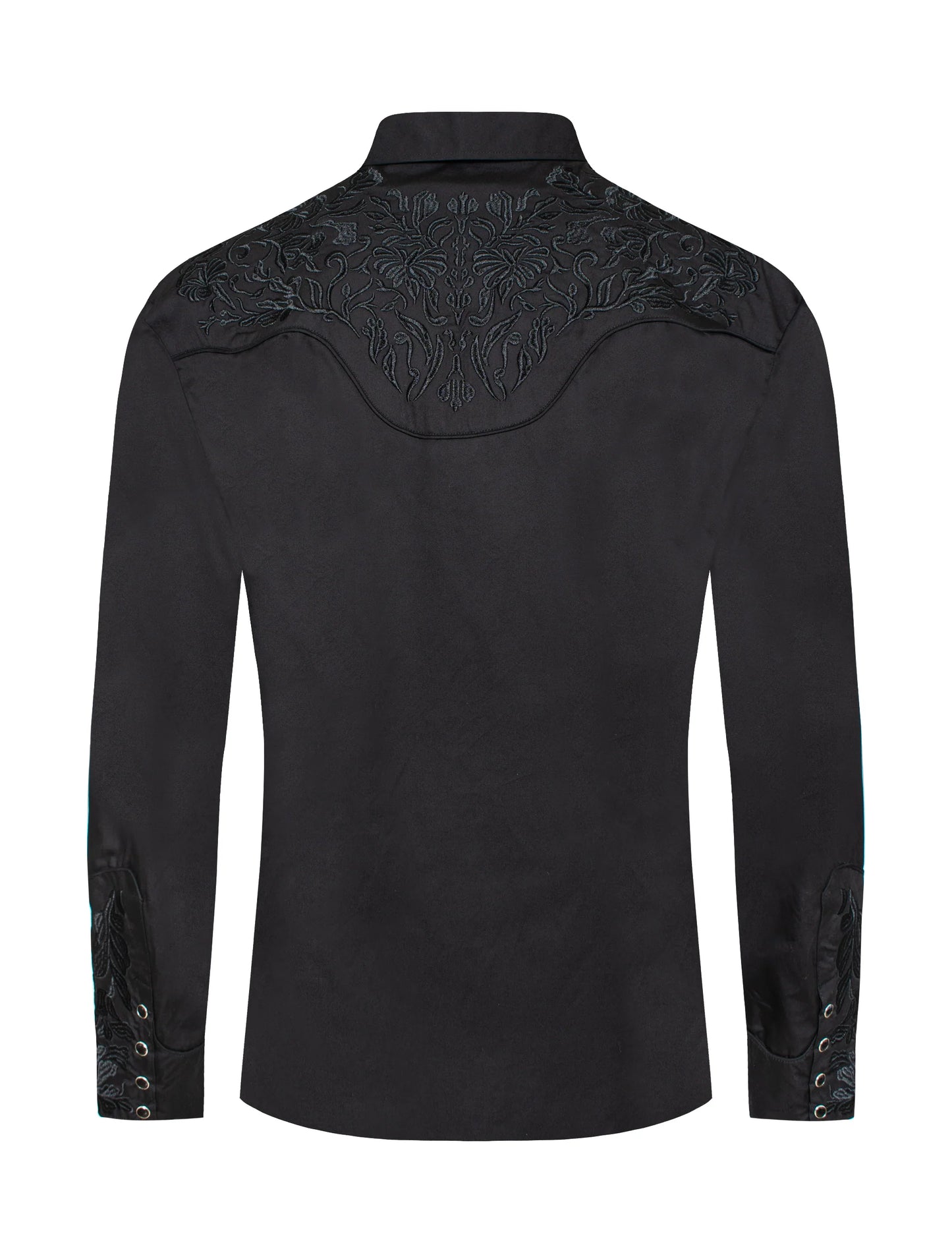 Rodeo Clothing Co. Men's Long Sleeve Western Cowboy Black Embroidery Shirt