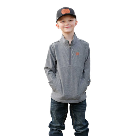 Cinch Youth Boy's Grey Half Zip Windbreaker Pullover