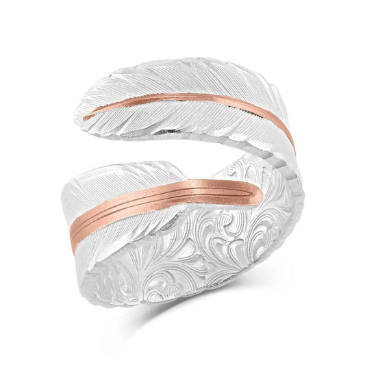 Montana Silversmith Rose Gold Filament Feather Ring, Size 7