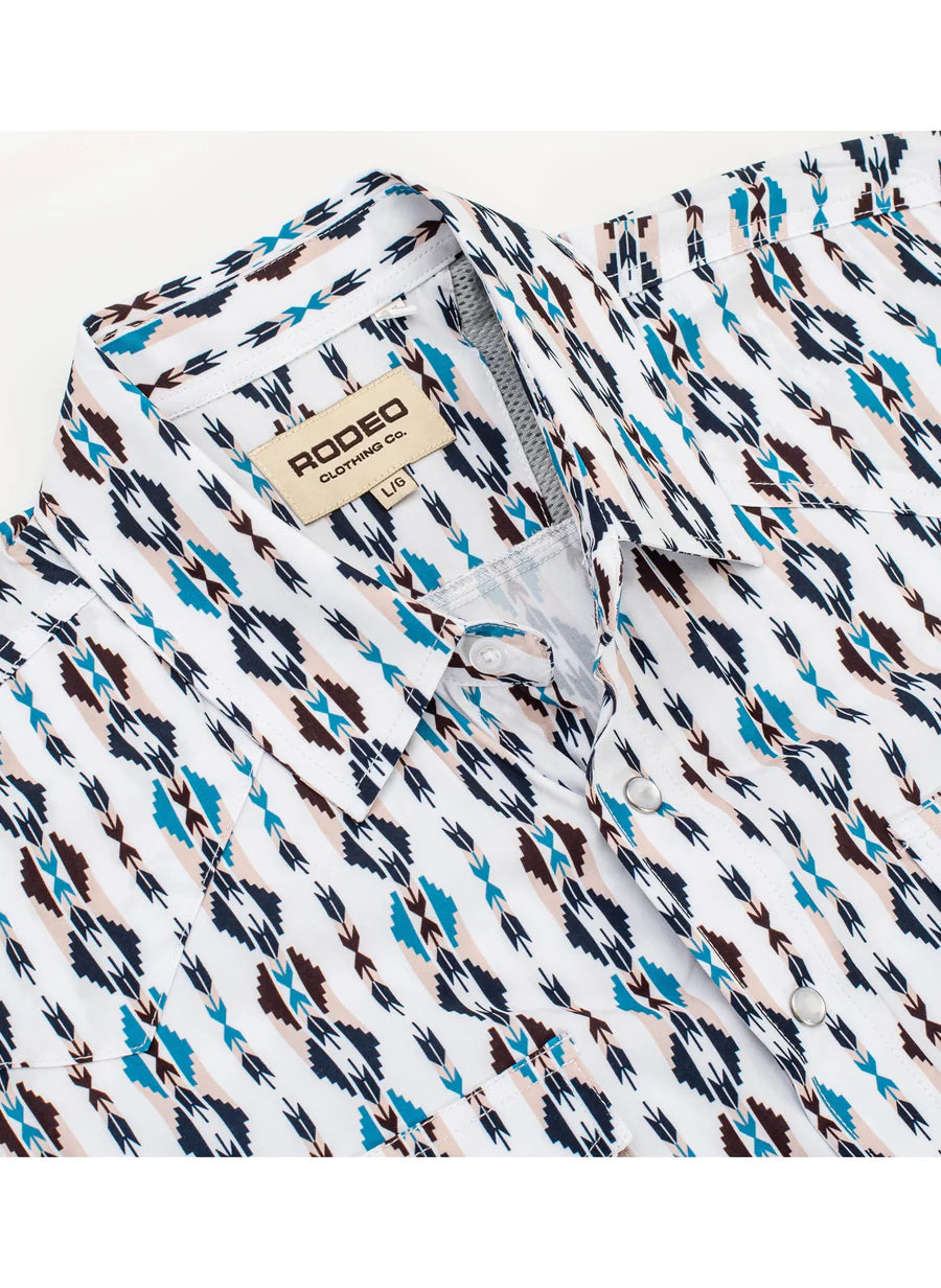 Rodeo Clothing Men's Short Sleeve Shirt - Western UPF 50+ Sun Protection Aztec Print