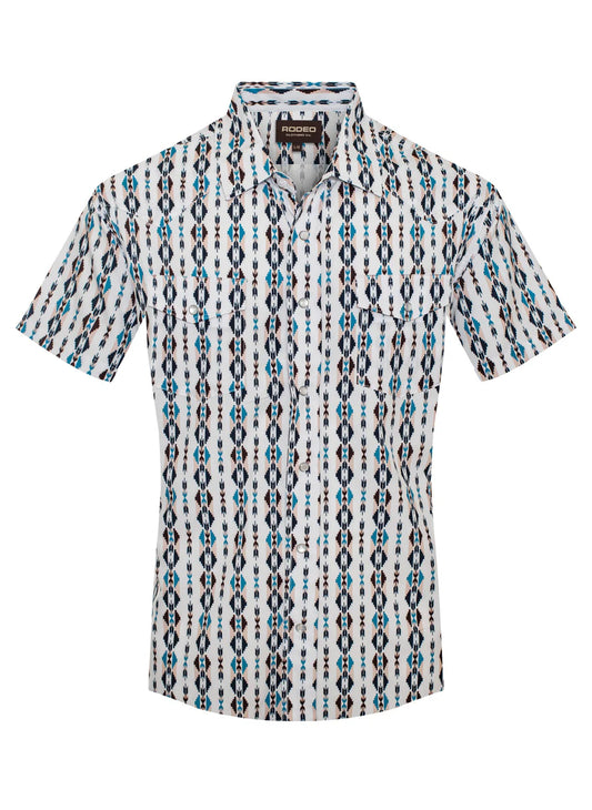 Rodeo Clothing Men's Short Sleeve Shirt - Western UPF 50+ Sun Protection Aztec Print