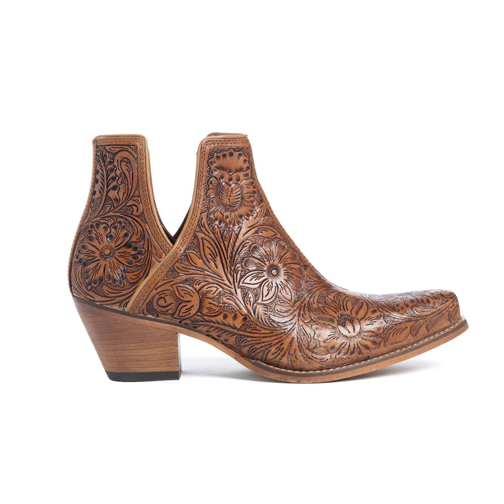 Myra Dakota Charm Hand-tooled Booties in Caramel