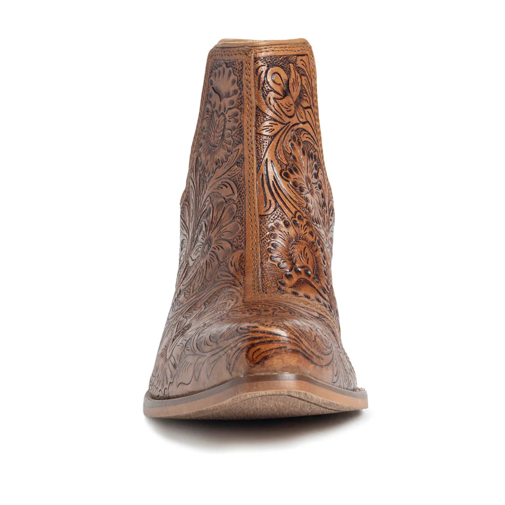 Myra Dakota Charm Hand-tooled Booties in Caramel