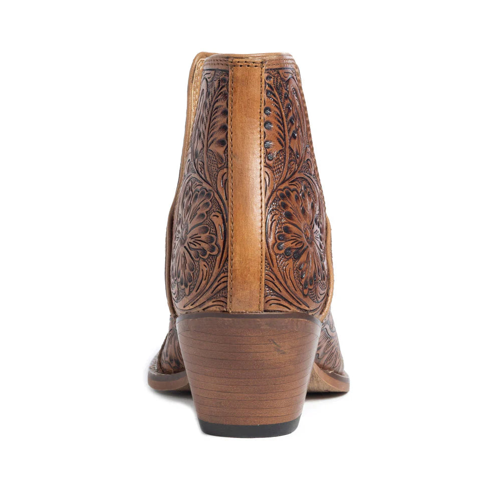 Myra Dakota Charm Hand-tooled Booties in Caramel