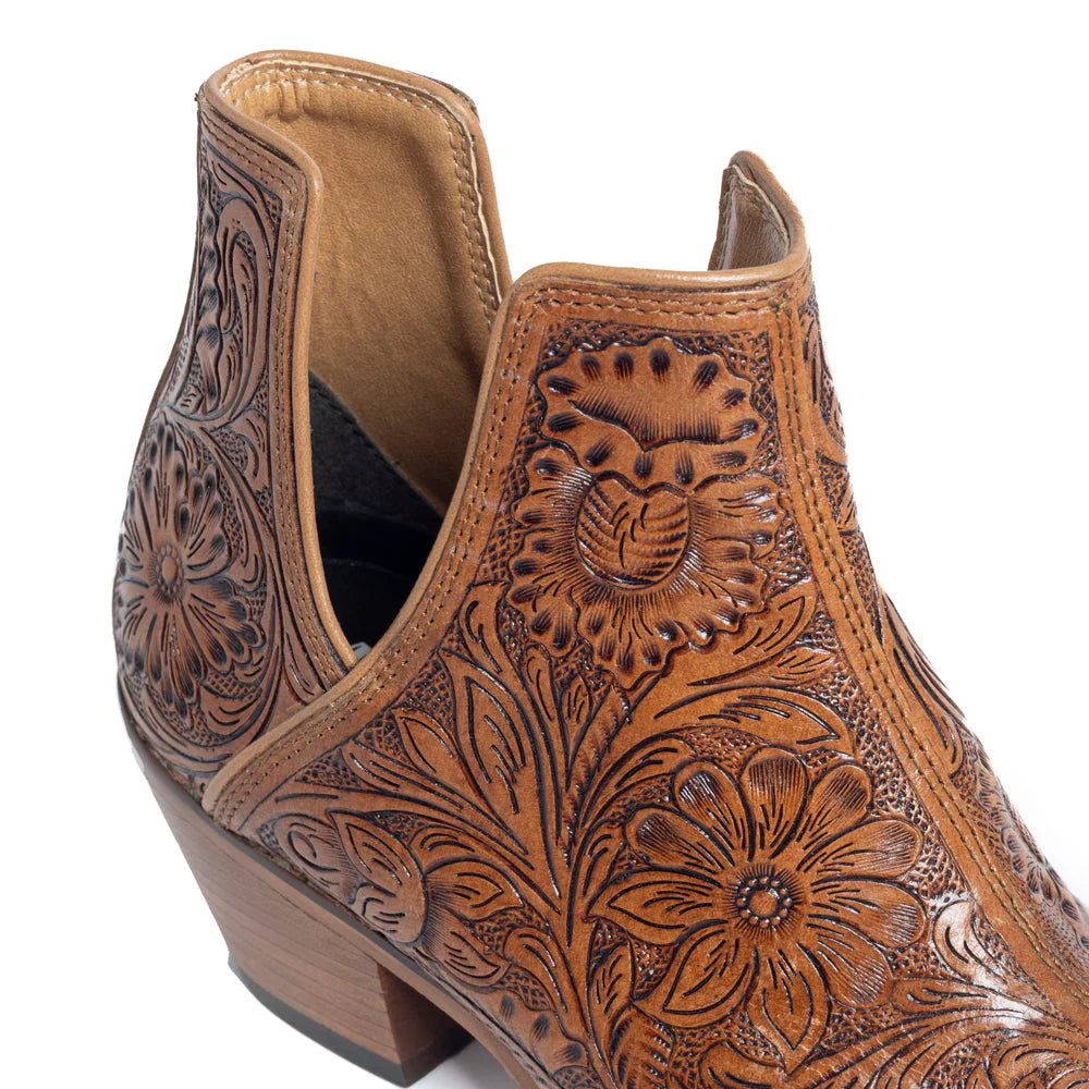 Myra Dakota Charm Hand-tooled Booties in Caramel