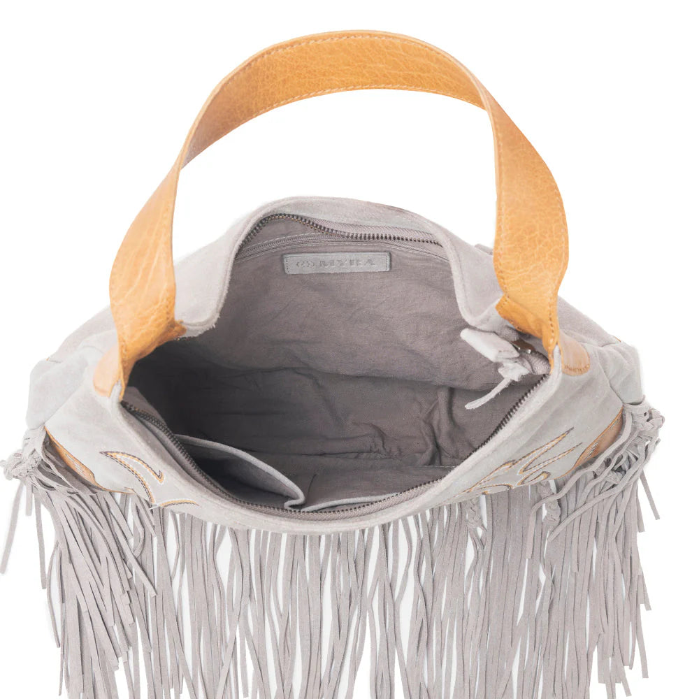 Myra Bag Sage Whisper Fringe Leather Bag