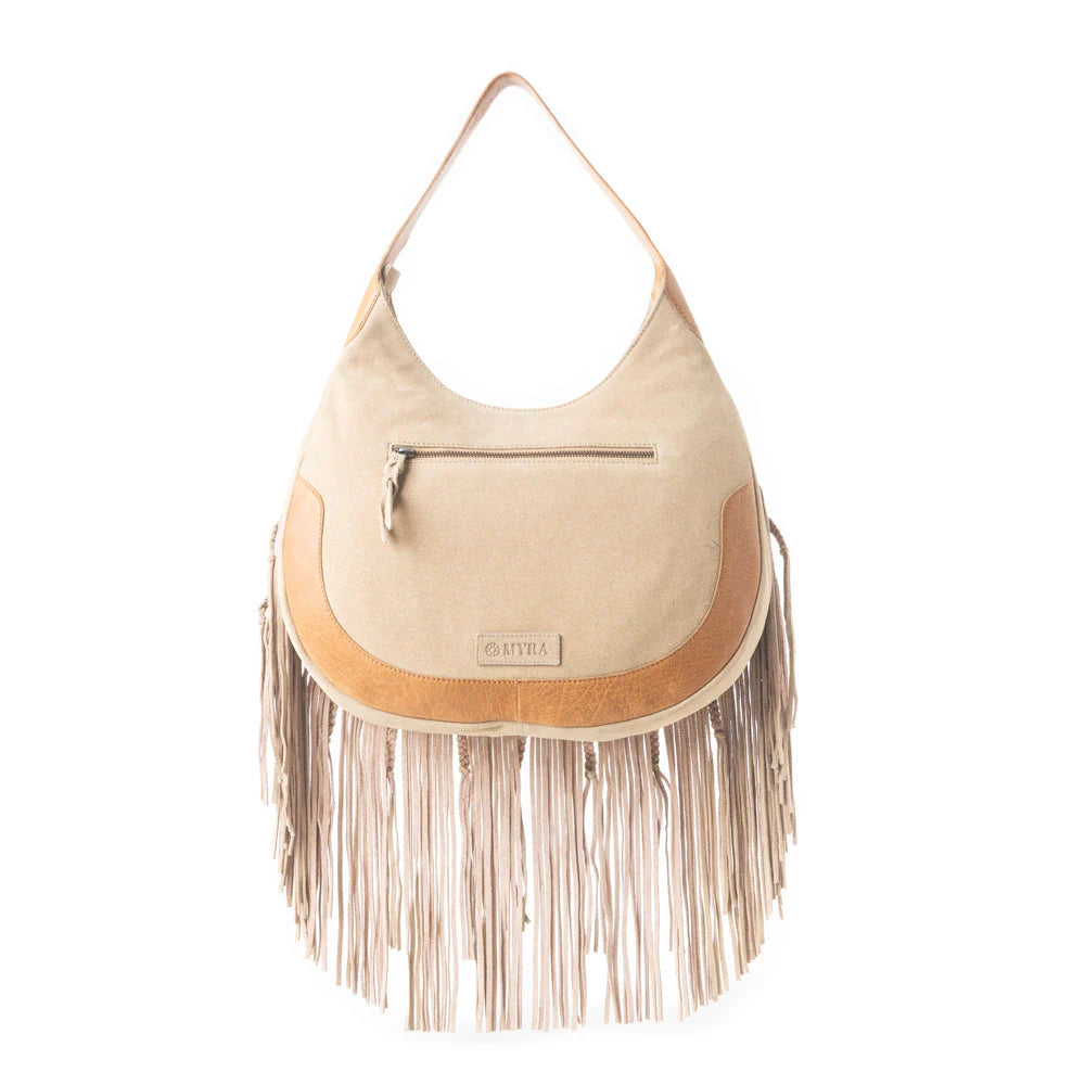 Myra Bag Sage Whisper Fringe Leather Bag