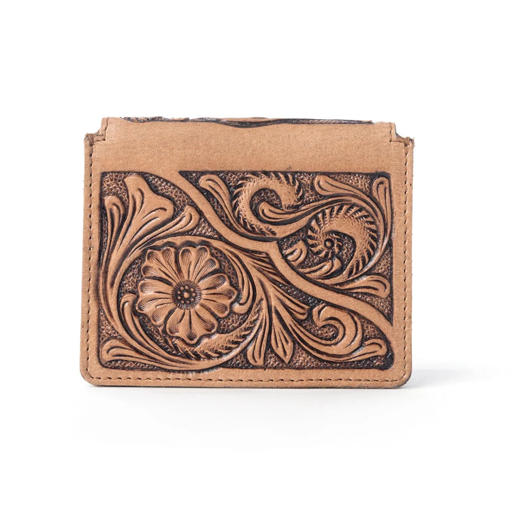 Myra Bag Azura Bloom Leather Credit Card Holder in Saddle Dust