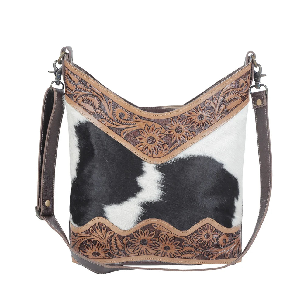 Myra Bag Coco and Cream Hand-Tooled Bag