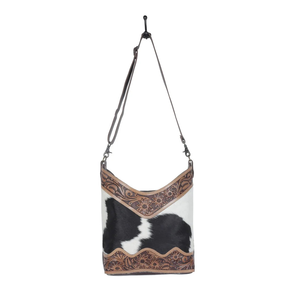 Myra Bag Coco and Cream Hand-Tooled Bag