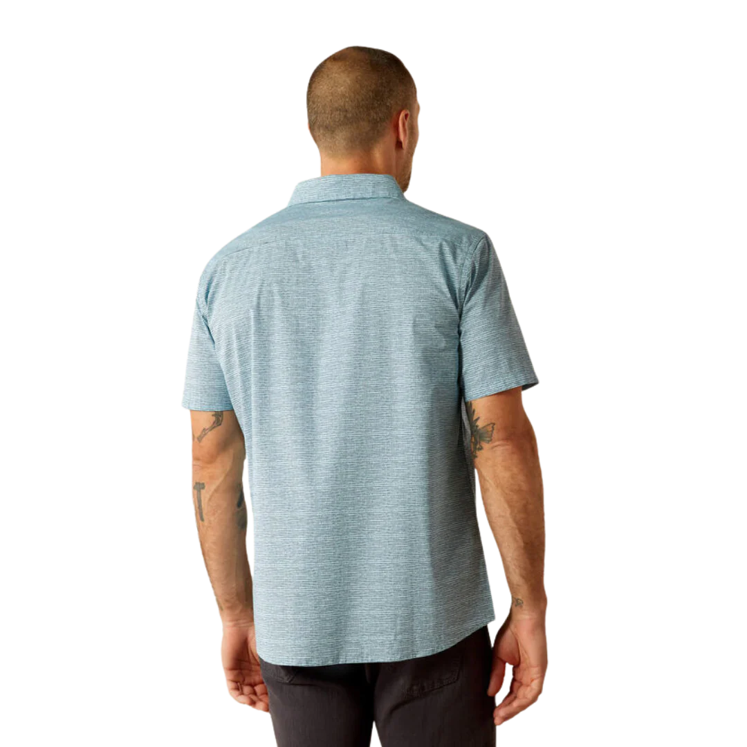 Ariat Men's Short Sleeve Monte Modern Fit Aqua Shirt