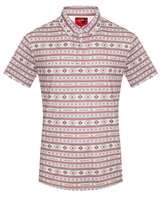 Rodeo Clothing Men's Short Sleeve Aztec Printed Polo Shirt