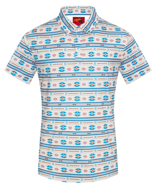 Rodeo Clothing Men's Short Sleeve Aztec Printed Polo Shirt