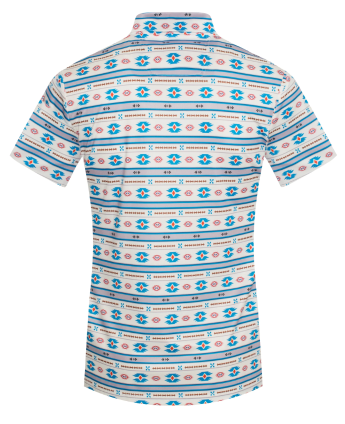 Rodeo Clothing Men's Short Sleeve Aztec Printed Polo Shirt