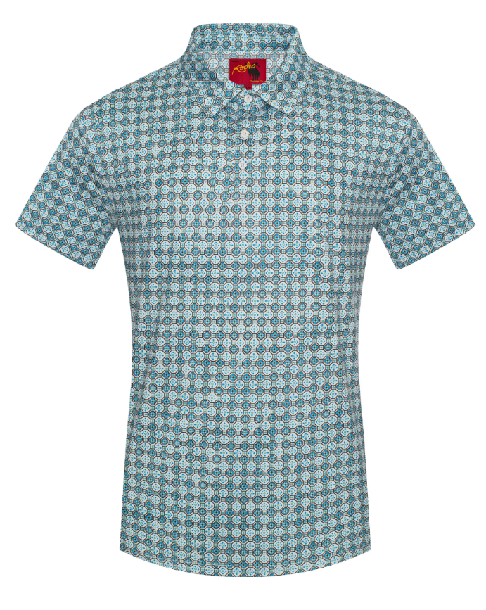 Rodeo Clothing Men's Short Sleeve Aztec Printed Polo Shirt