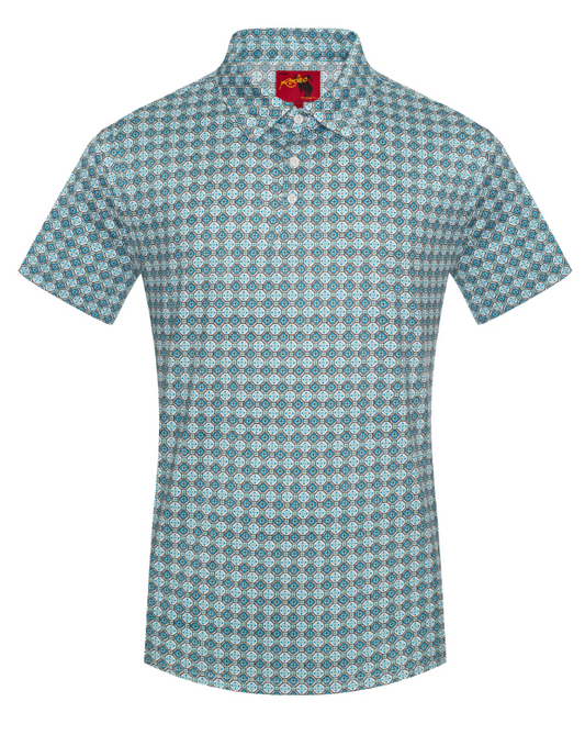 Rodeo Clothing Men's Short Sleeve Aztec Printed Polo Shirt