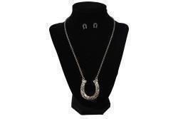 Silver Strike Earring and Necklace Set Floral Horseshoe Silver