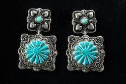 Silver Strike Earrings with Turquoise Stones