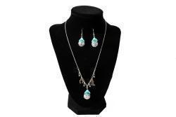 Silver Strike Necklace and Earring Set Cowboy Hat Disco Ball Turquoise