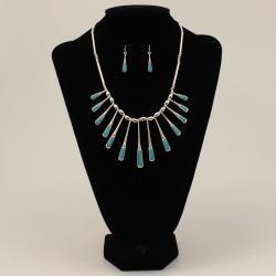 Silver Strike Necklace and Earring Set Turquoise Silver Paddle