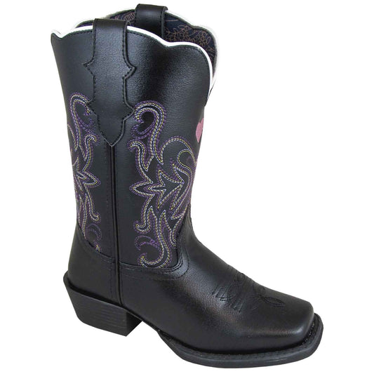 Smoky Mountain Girl's Rockin Heart Black Leather Cowboy Boots