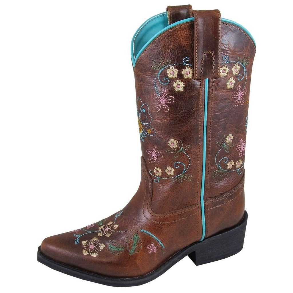 Smoky Mountain Girl's Florence Pull On Snip Toe Brown Boots