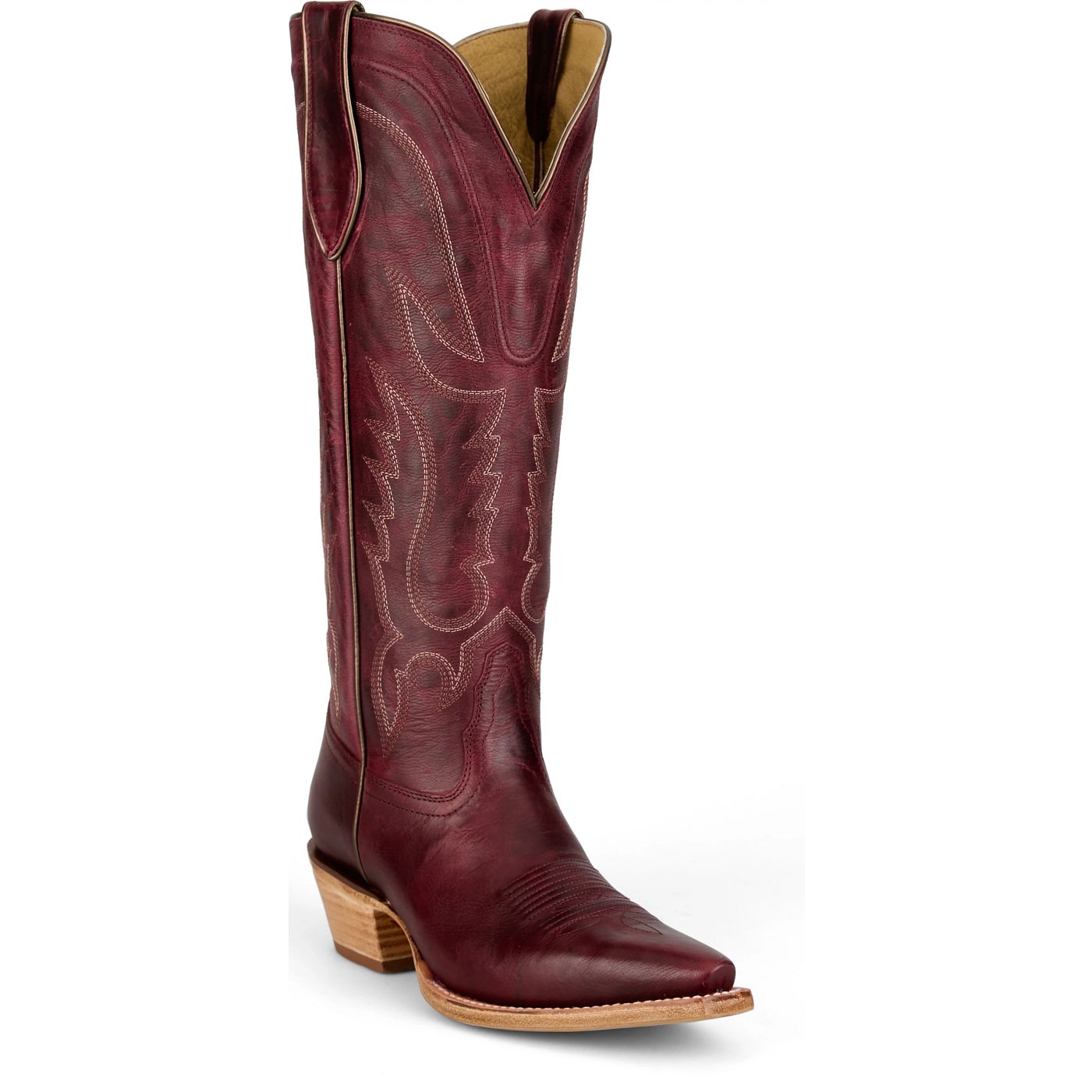 Tony Lama Women's Jess 15" Western Wine Goat Boot