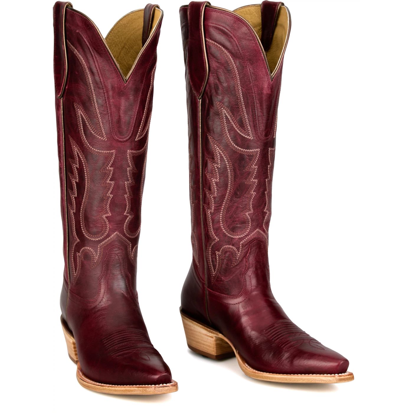 Tony Lama Women's Jess 15" Western Wine Goat Boot