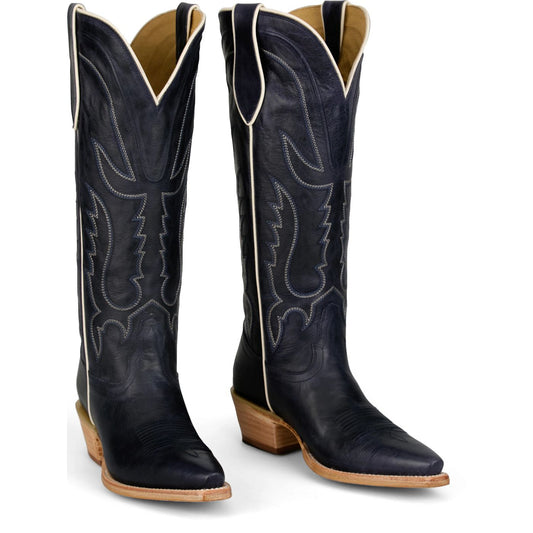 Tony Lama Women's Jess 15" Western Navy Goat Boot