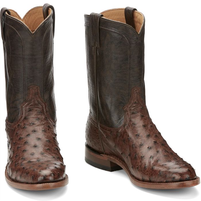 Tony Lama Men's Boots - Monterey Pull On Full Quill Ostrich "Brown"