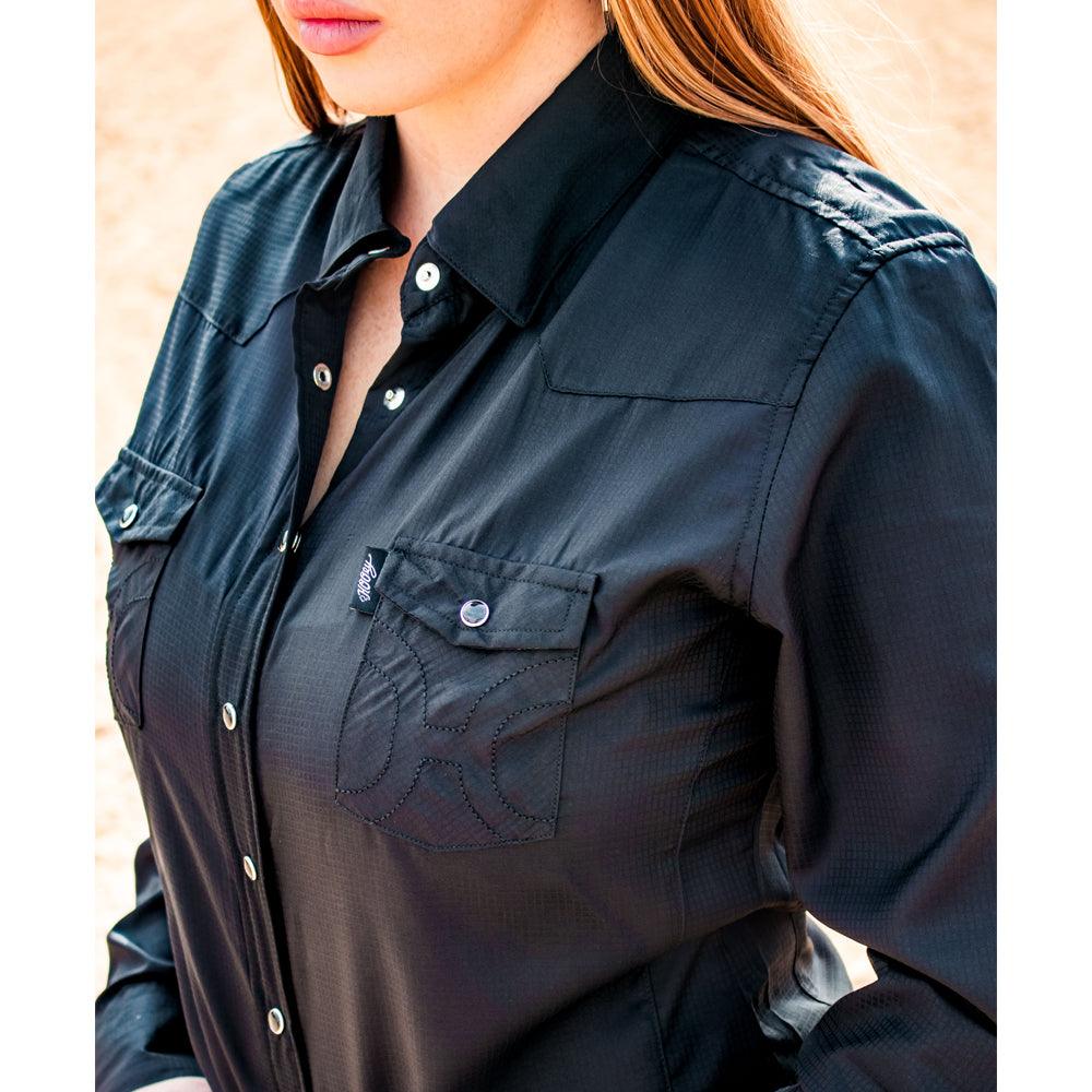Hooey Women's "Sol" Black Long Sleeve Pearl Snap Shirt