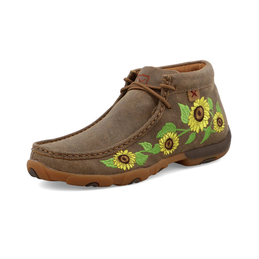 Twisted X Women's Chukka Driving Moc with Embroidered Sunflowers