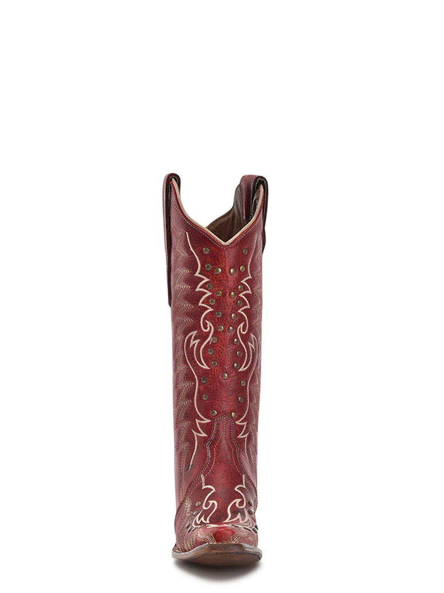 Corral Boots Women's Embroidery and Studs Red Snip Toe Cowboy Boot