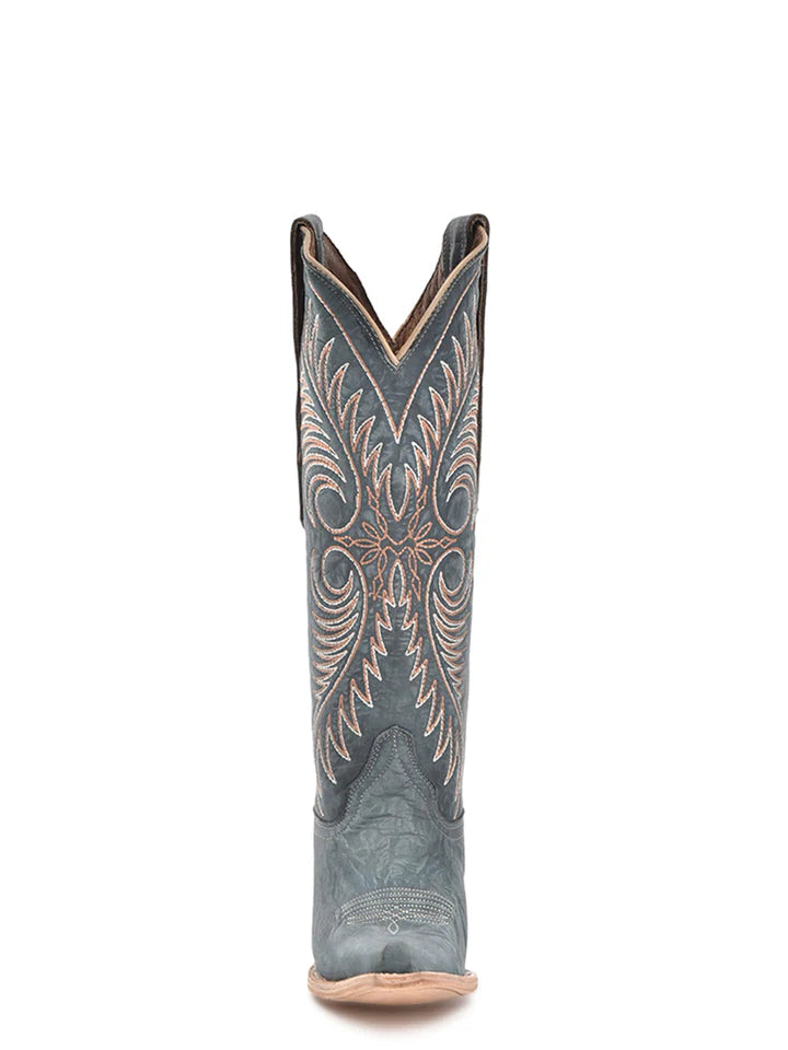 Corral Boots Women's Embroidery Distressed Blue Snip Toe Cowboy Boots